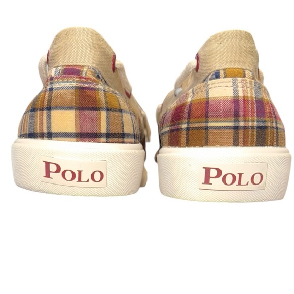 Polo by Ralph Lauren Grandpa Preppy Boat Beach Resort Casual Plaid Canvas Shoes - Picture 6 of 11